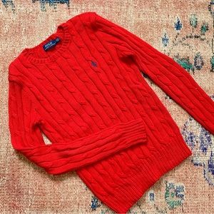 Size Small Polo Ralph Lauren Cable Knit Red Sweater